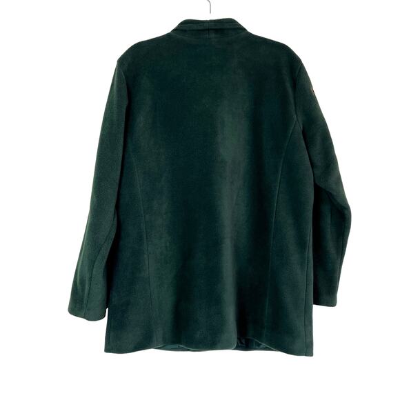 Bob Mackie Embroidered Fleece Jacket Green Button Front Fall Leaves Women’s L - Picture 5 of 6
